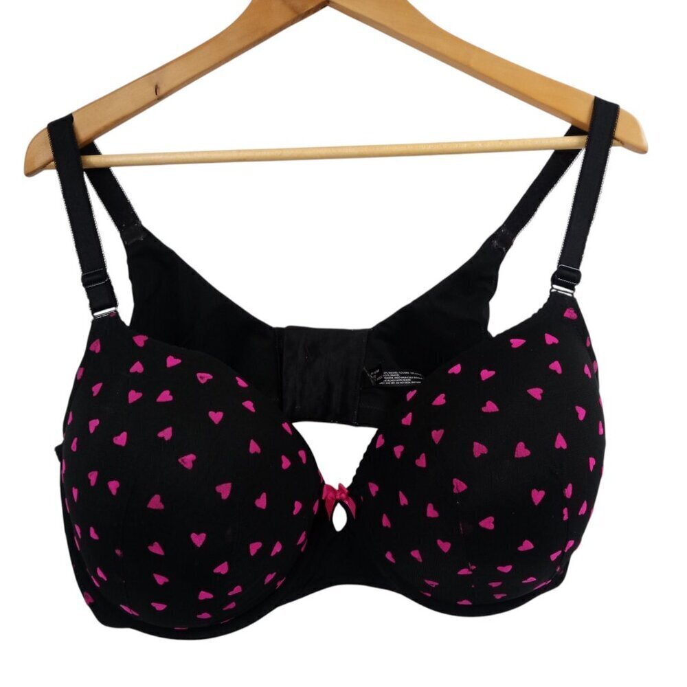 Torrid Underwire Lined Full Coverage Heart Bra Size 42DDD Black Adjustable
